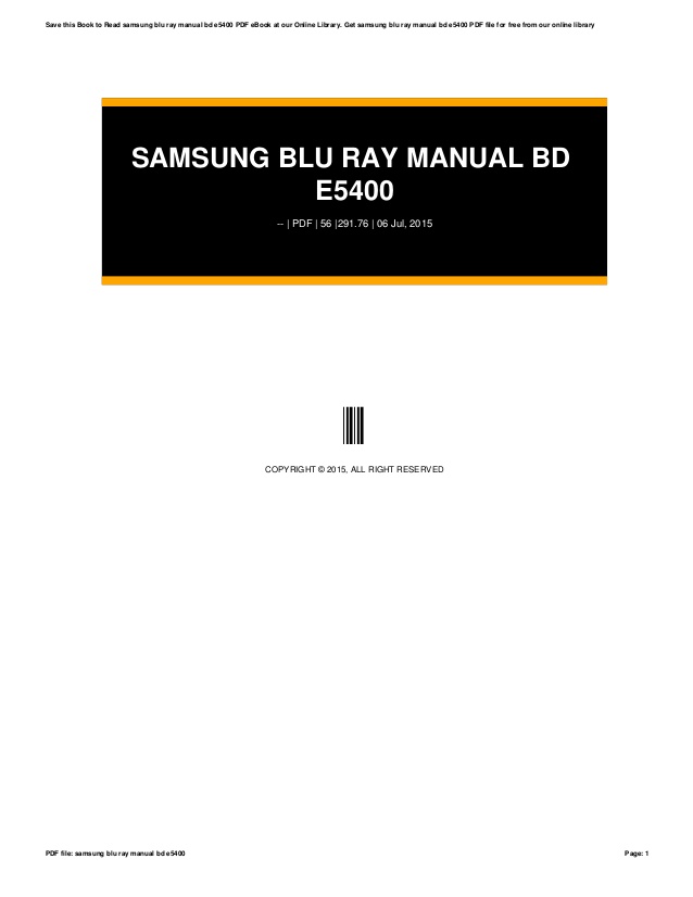 Samsung e5400 blu ray manual